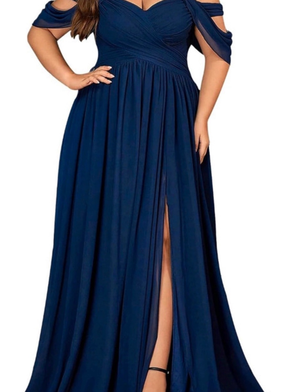 Amazon Navy Off-Shoulder Plus Size Maxi Dress